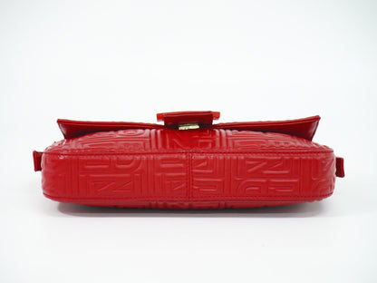 Fendi Mamma baguette Leather, Red, Leather, Handbag