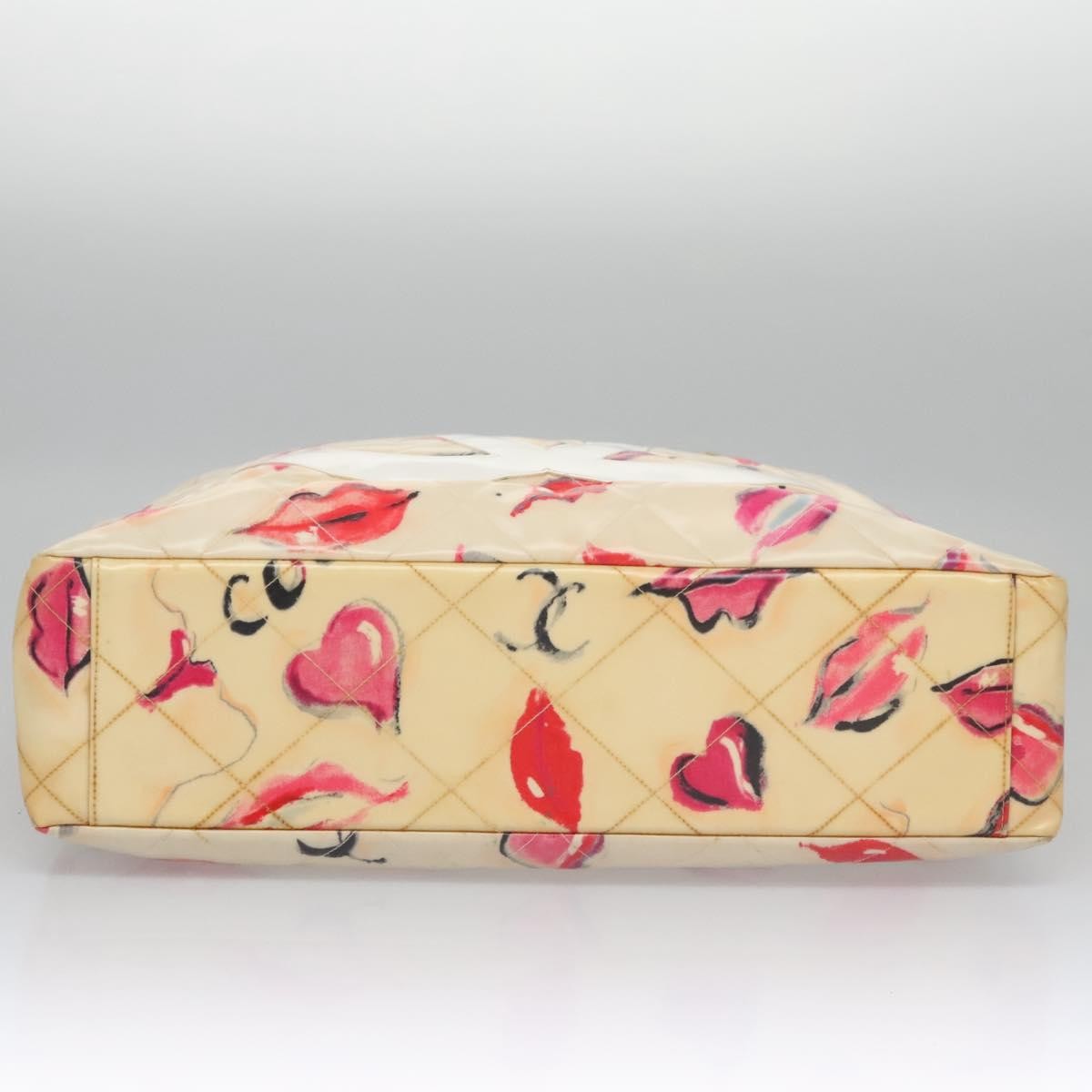 Chanel Vintage CC Chain Tote Printed patent leather, BEIGE, PATENT_LEATHER, Tote bag