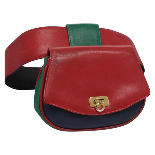 Salvatore Ferragamo Gancini waist bag Leather, RED, LEATHER, Clutche & pouche