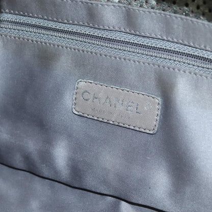 Chanel Drill Flap Bag Perforated Leather, SILVER, LEATHER, Shoulder bag