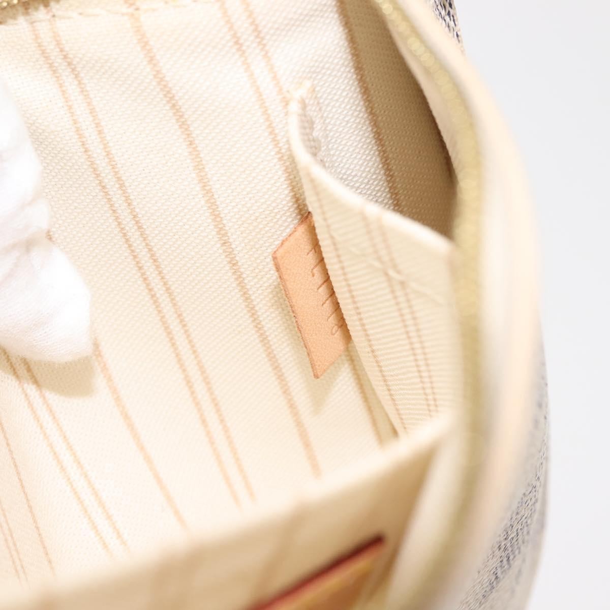 Louis Vuitton Neverfull Pochette Damier, WHITE, CANVAS, Clutche & pouche
