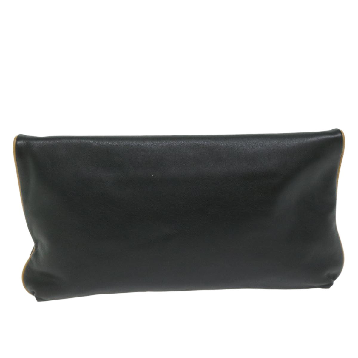 Celine Logo Triomphe Pouch Leather, BLACK, LEATHER, Clutche & pouche