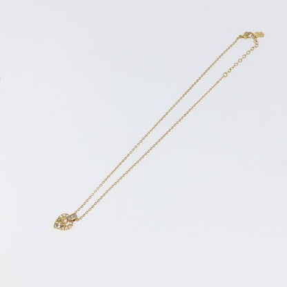 Christian Dior Vintage CD Heart Pendant Necklace Metal with Crystals, GOLD, METAL, Necklace