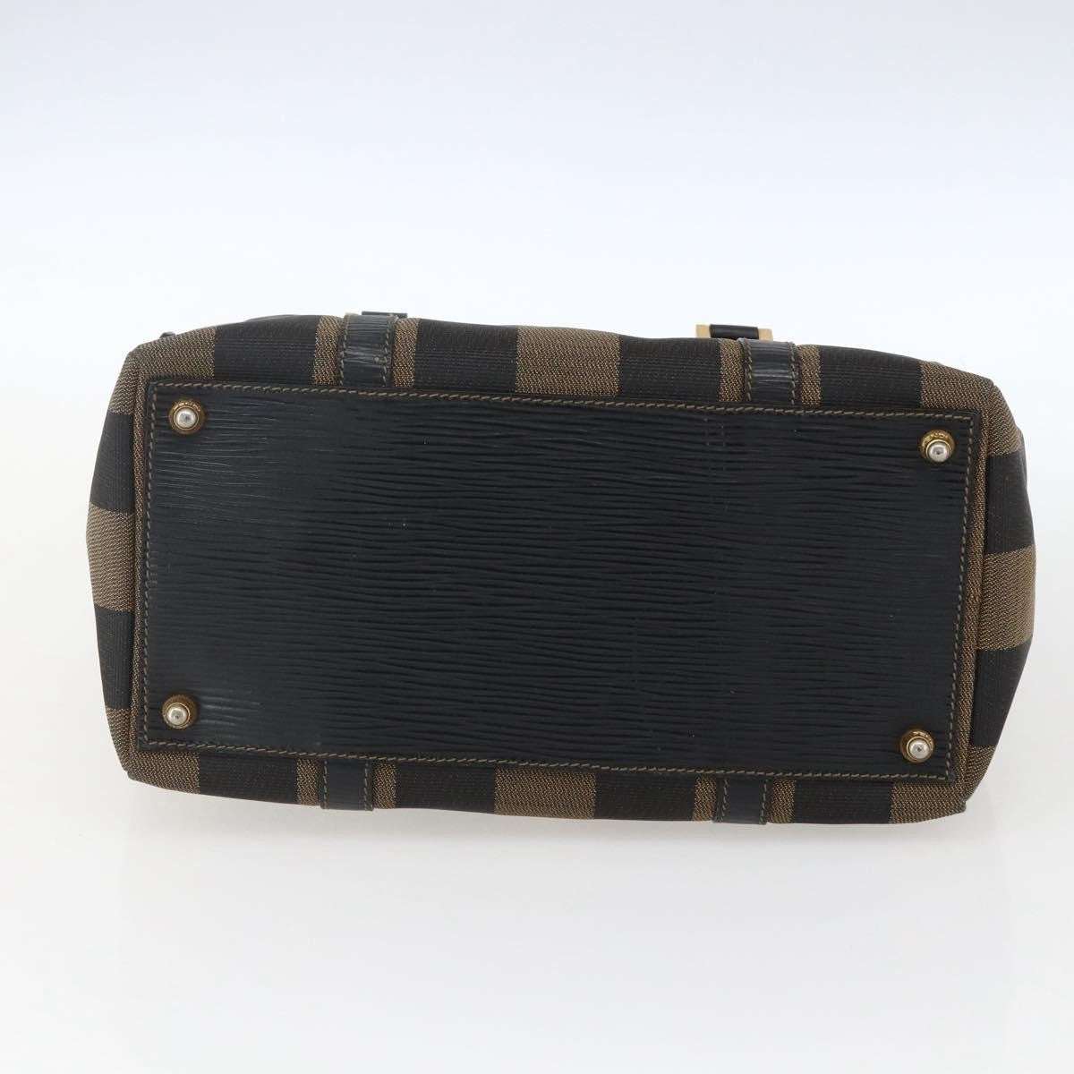 Fendi Vintage Pequin Convertible Boston Bag Coated Canvas, BROWN, CANVAS, Travel bag