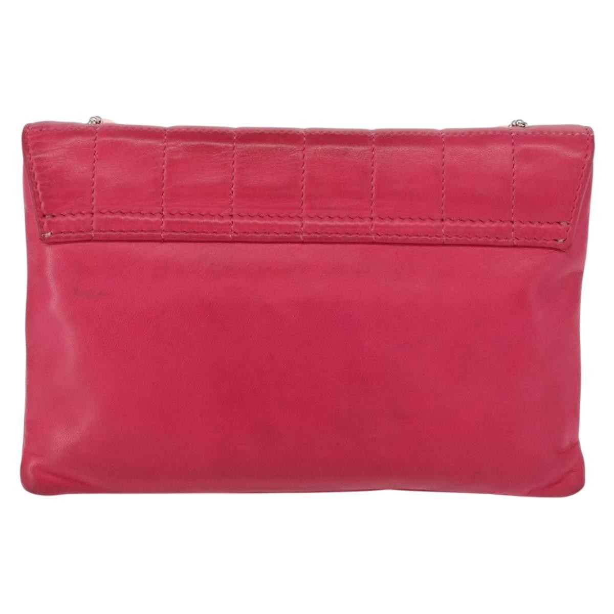 Chanel Chocolate Bar CC Clutch Quilted Leather, PINK, LEATHER, Clutche & pouche