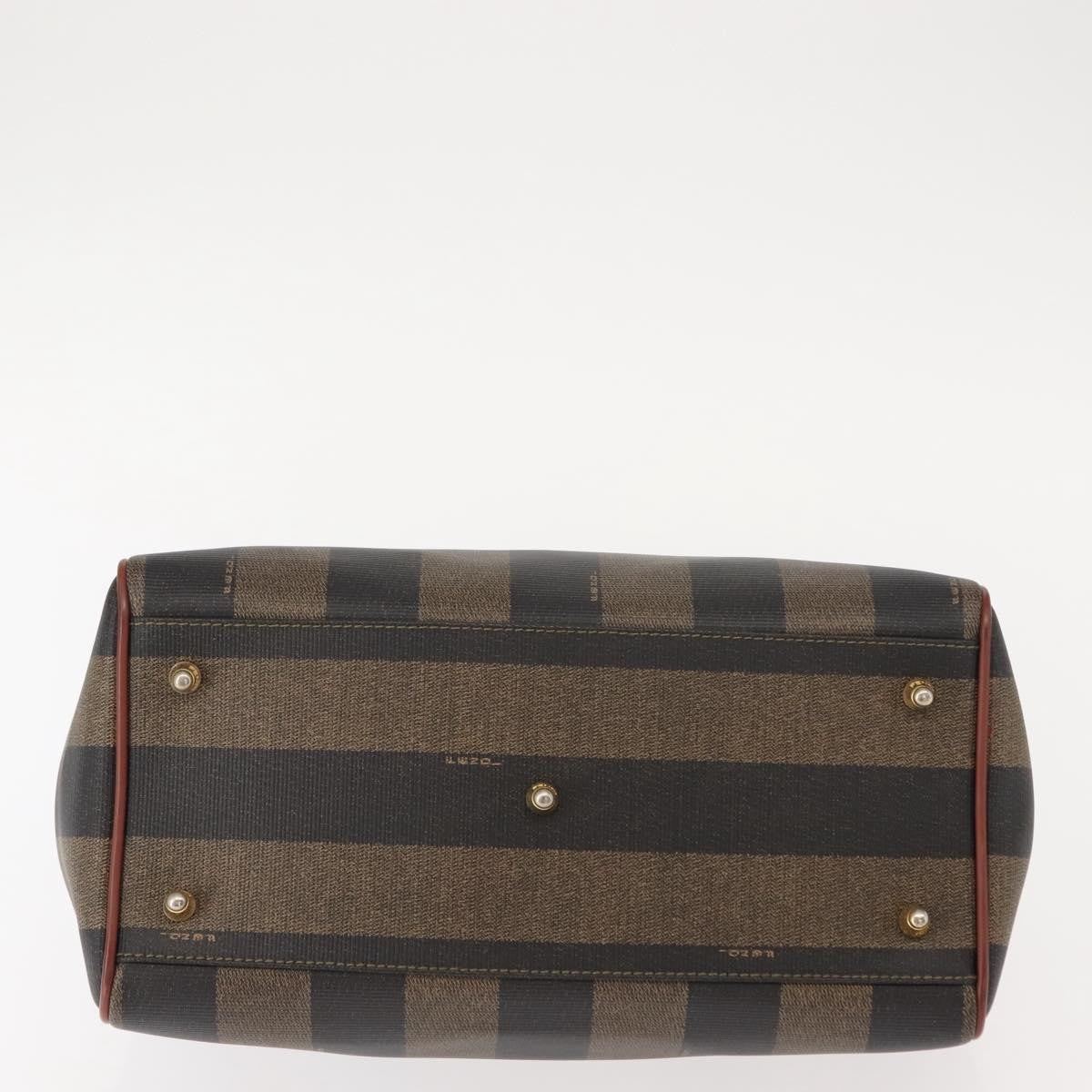 Fendi Vintage Pequin Convertible Boston Bag Coated Canvas, BROWN, CANVAS, Handbag