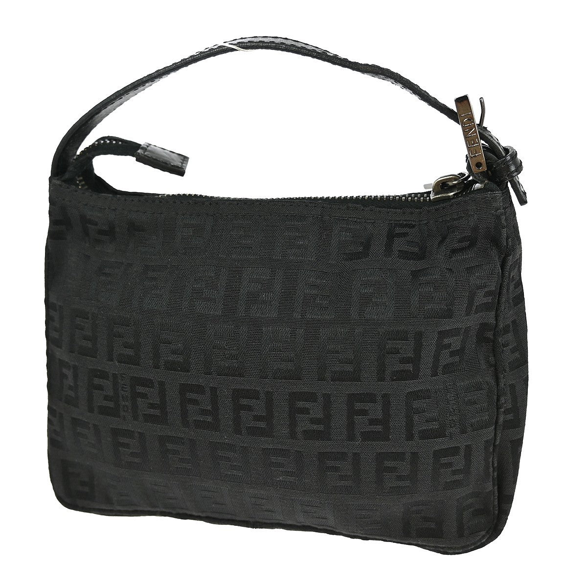 Fendi Pochette Shoulder Bag Zucchino Canvas, BLACK, CANVAS, Clutche & pouche
