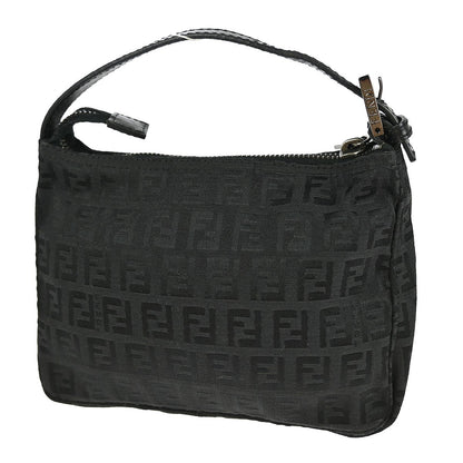 Fendi Pochette Shoulder Bag Zucchino Canvas, BLACK, CANVAS, Clutche & pouche