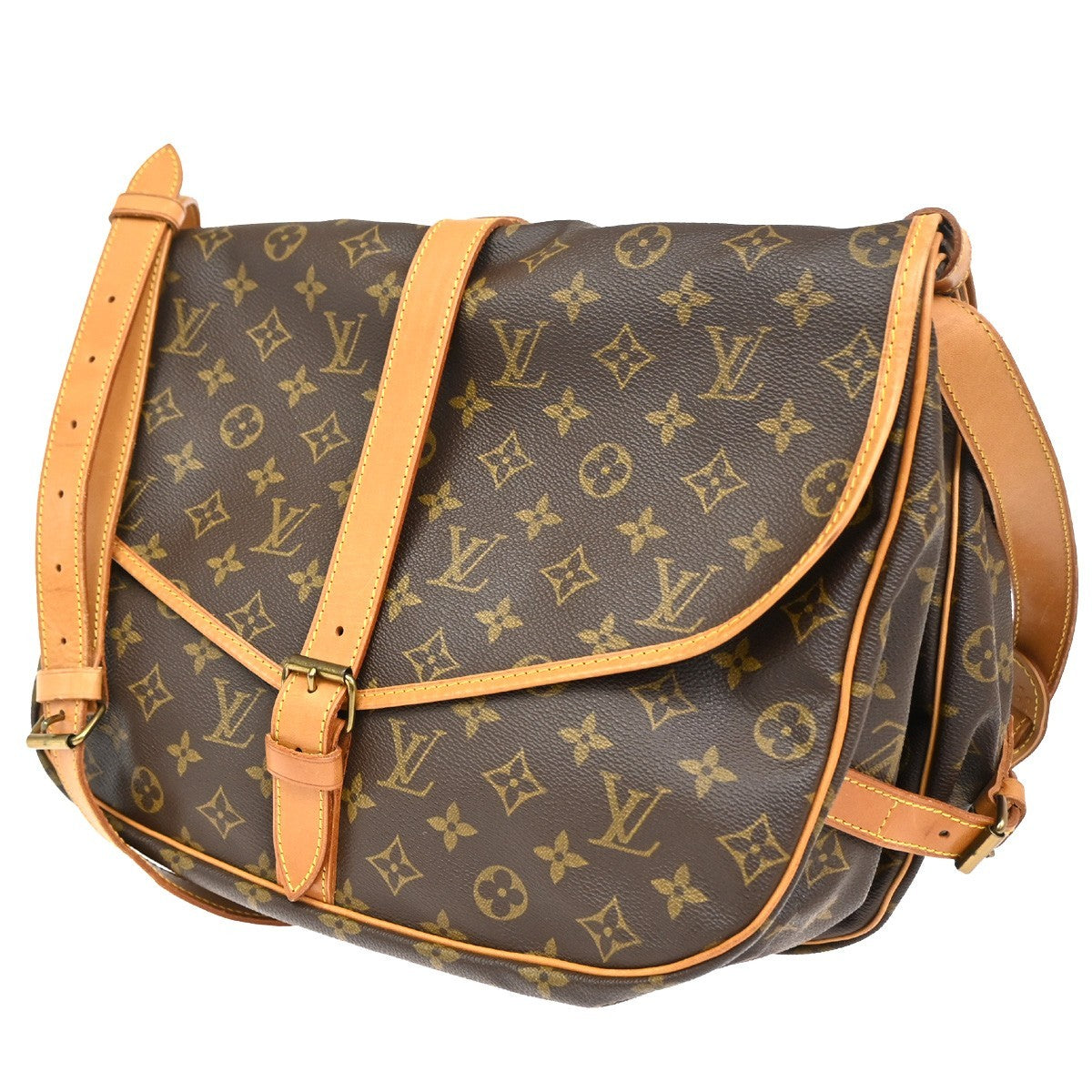 Louis Vuitton Saumur Handbag Monogram Canvas, BROWN, CANVAS, Shoulder bag