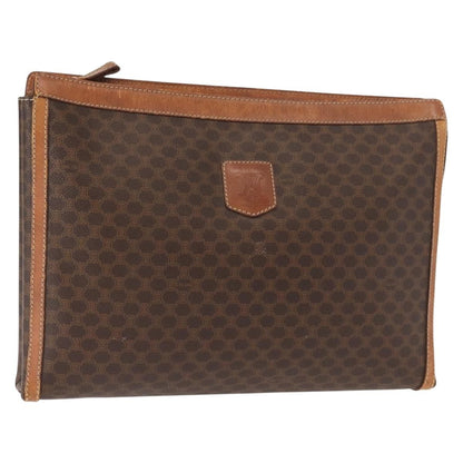 Celine Macadam Pochette Canvas and Leather, BROWN, CANVAS, Clutche & pouche