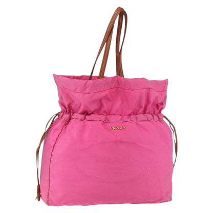 Prada Logo Drawstring Tote Tessuto, PINK, NYLON, Tote bag