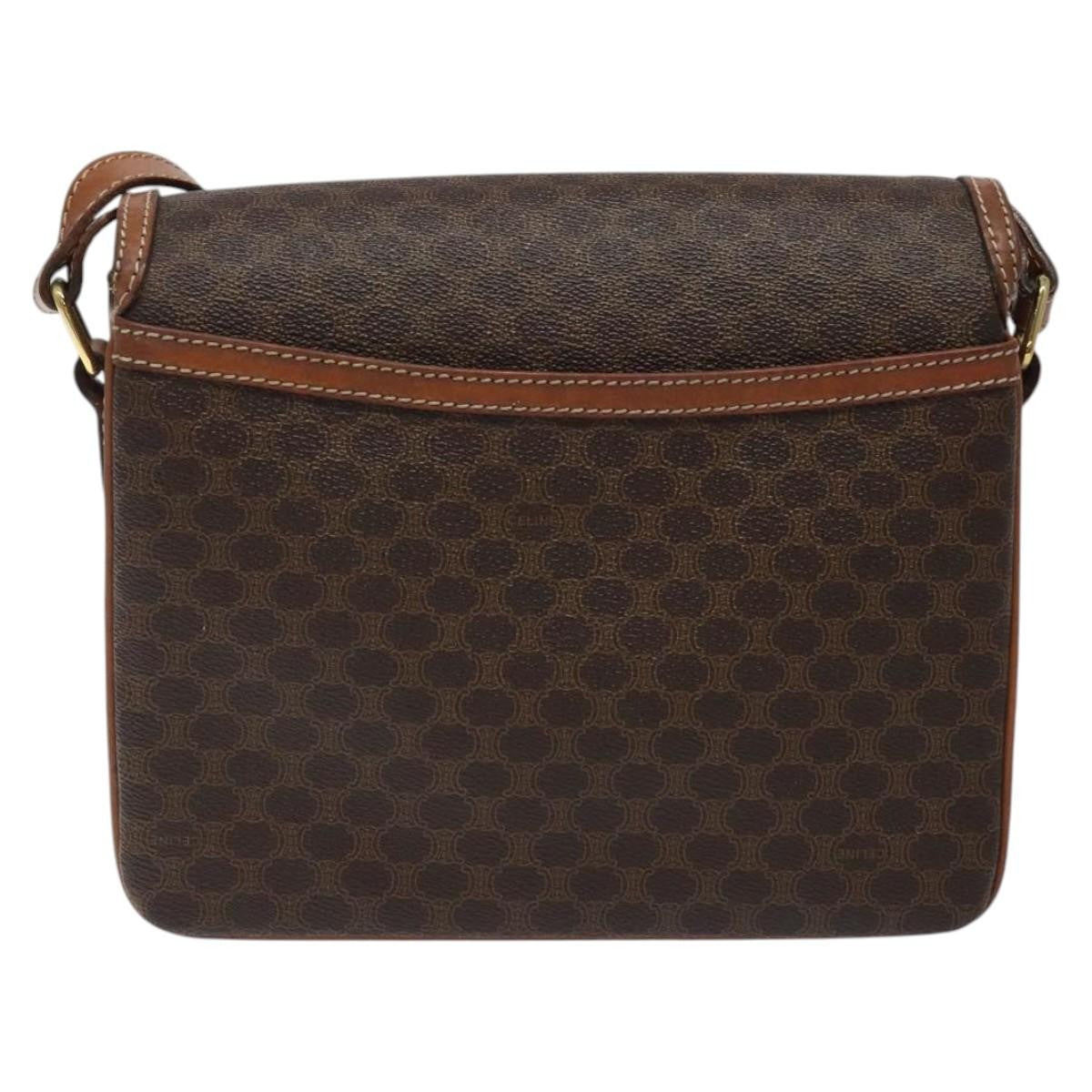 Celine Macadam Shoulder Bag Canvas, BROWN, CANVAS, Shoulder bag