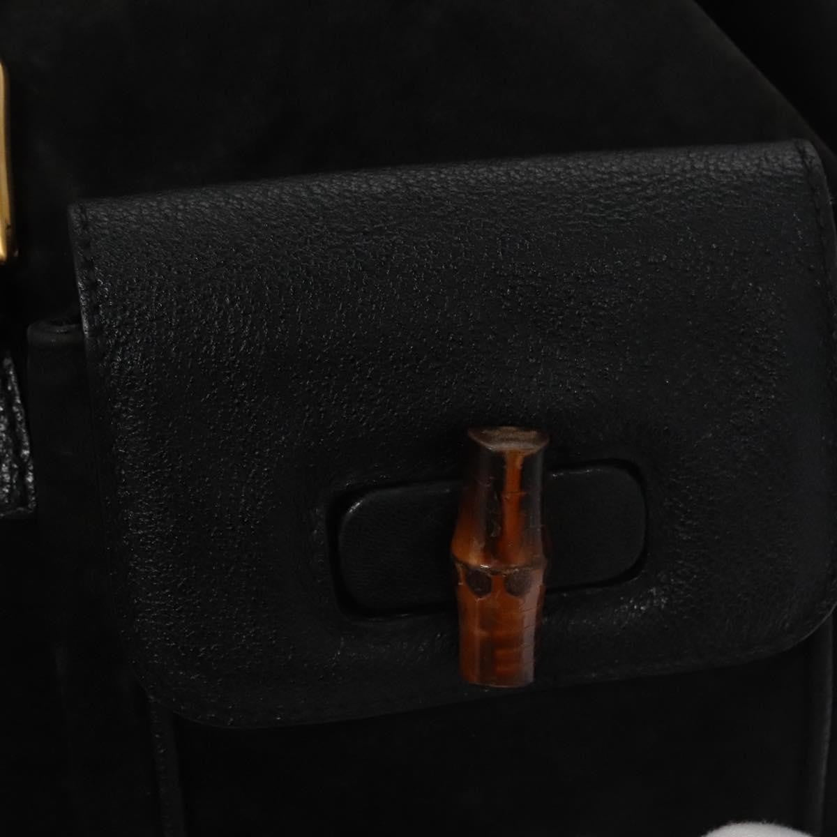 Gucci Vintage Bamboo Backpack Suede, BLACK, SUEDE, Backpack