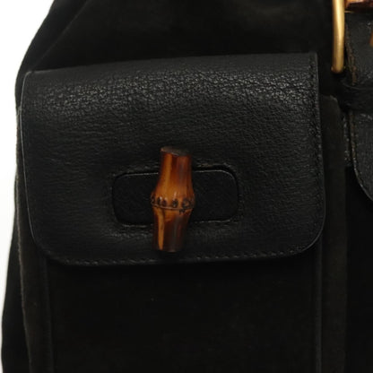 Gucci Bamboo Tassel Backpack Suede, BLACK, SUEDE, Backpack