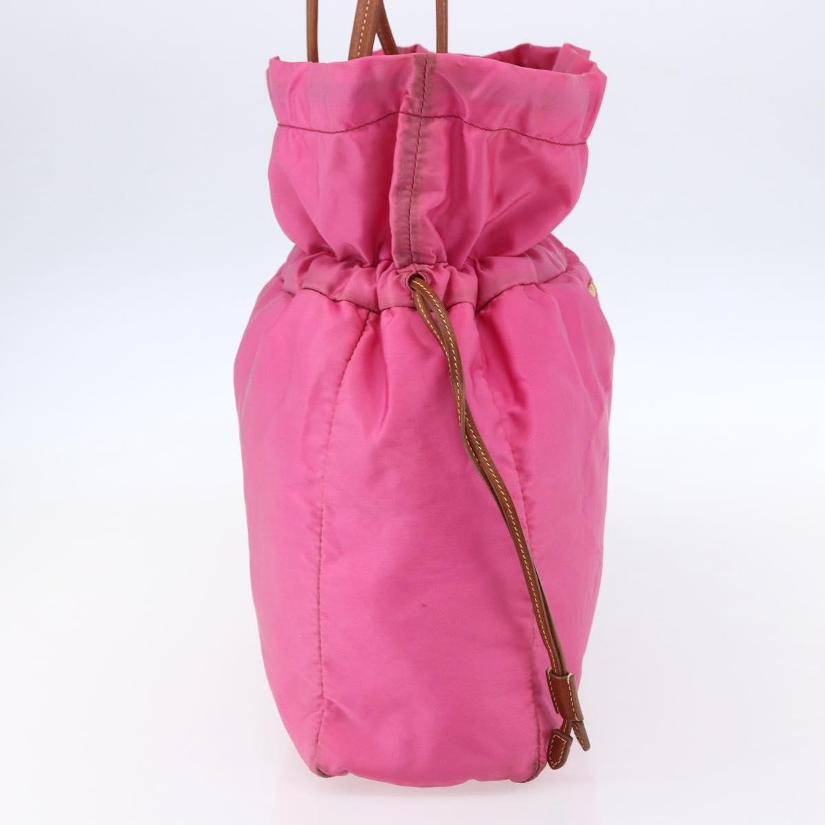 Prada Logo Drawstring Tote Tessuto, PINK, NYLON, Tote bag