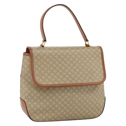 Celine Vintage Macadam Handbag Canvas and Leather, Beige, Canvas, Handbag