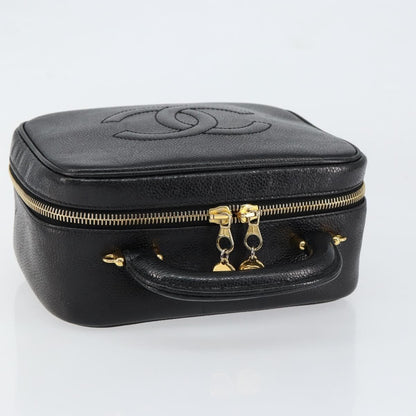 Chanel Vintage Timeless Zip Around Vanity Case Caviar, BLACK, LEATHER, Clutche & pouche