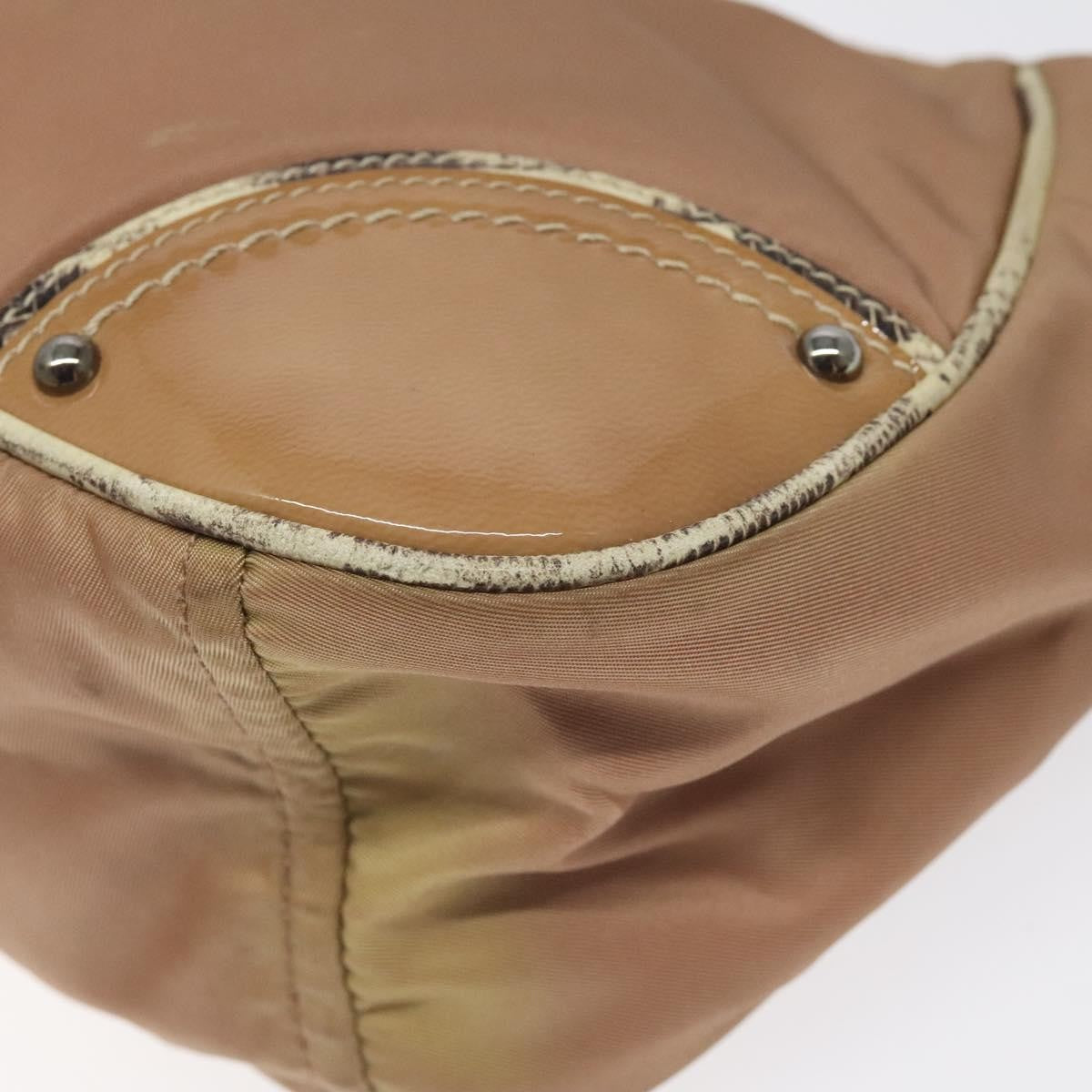 Prada Zip Hobo Tessuto with Leather, BEIGE, NYLON, Shoulder bag