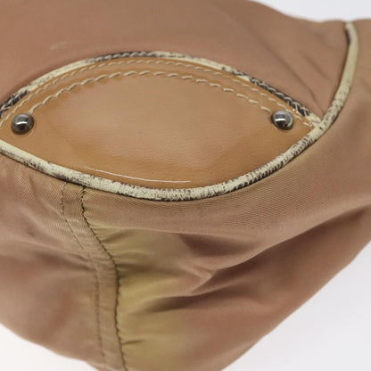 Prada Zip Hobo Tessuto with Leather, BEIGE, NYLON, Shoulder bag