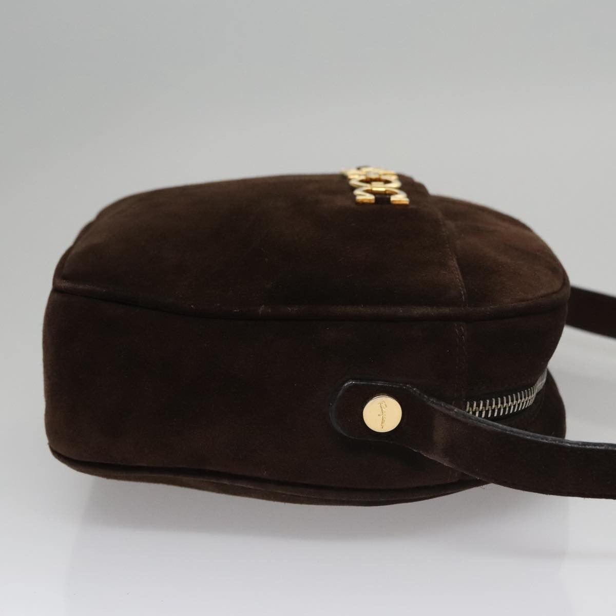 Salvatore Ferragamo Gancini Shoulder Bag Suede, Brown, Suede, Shoulder Bag