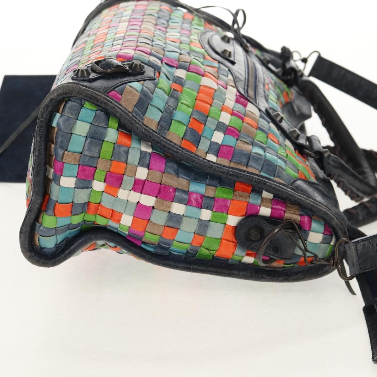 Balenciaga City Classic Studs Bag Woven Crocodile Embossed Leather, MULTICOLOUR, LEATHER, Handbag