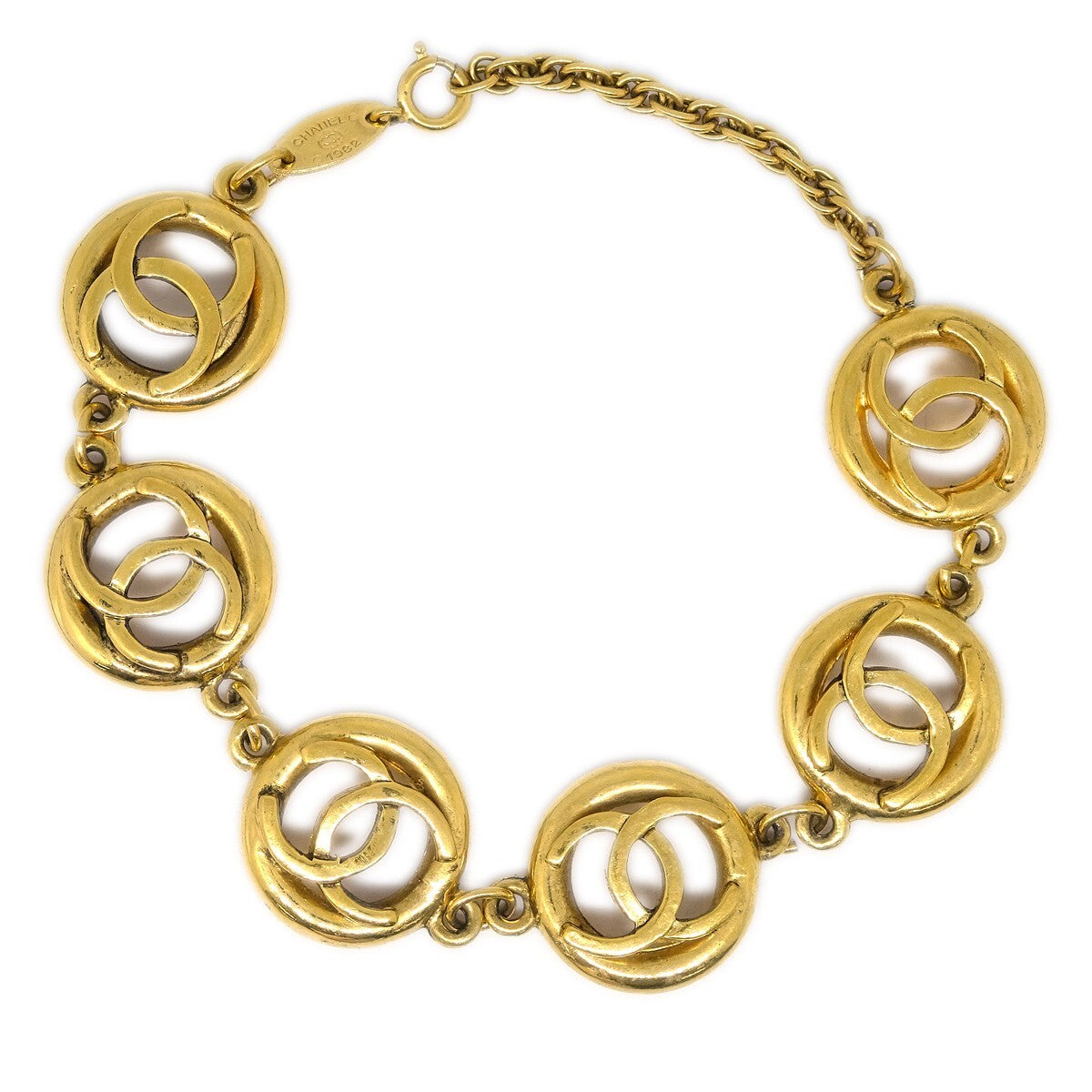 Chanel CC Cutout Round Bracelet Metal, GOLD, GOLD_PLATED, Bracelet
