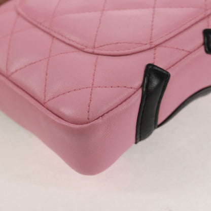 Chanel Cambon Zip Pouch Quilted Leather, PINK, LEATHER, Clutche & pouche