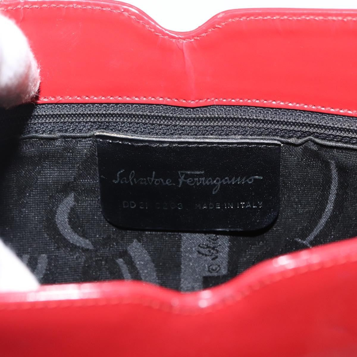 Salvatore Ferragamo Gancini Shoulder Bag Leather, RED, PATENT_LEATHER, Shoulder bag