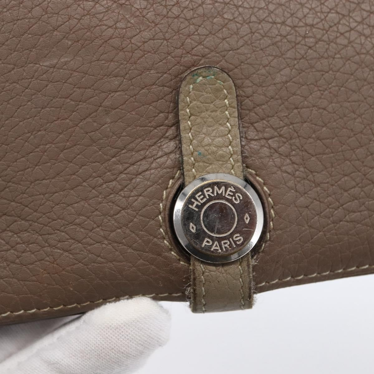 Hermes Dogon Duo Combined Wallet Leather, GRAY, LEATHER, Wallets