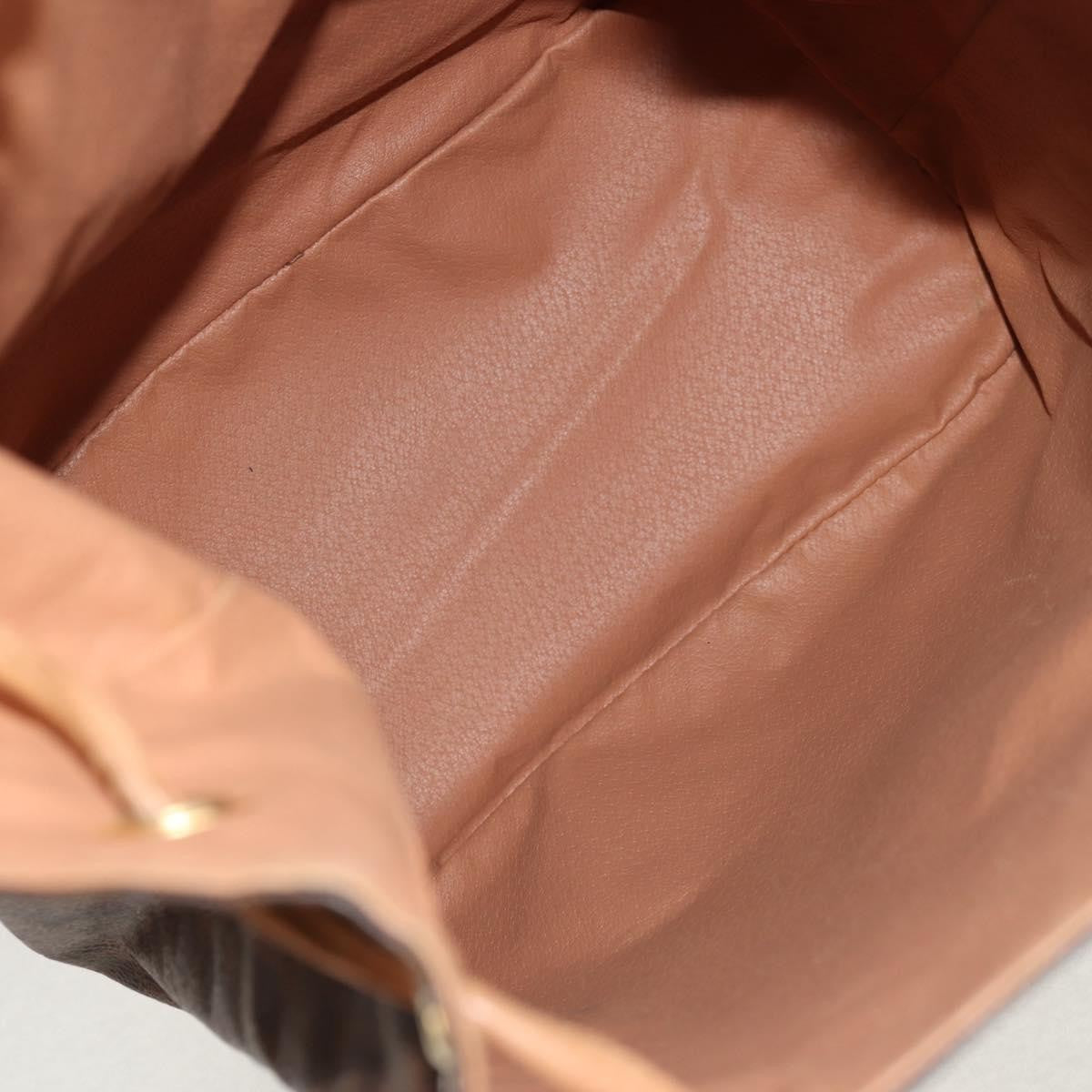 Celine Vintage Drawstring Flap Backpack Macadam Coated Canvas, BROWN, CANVAS, Backpack