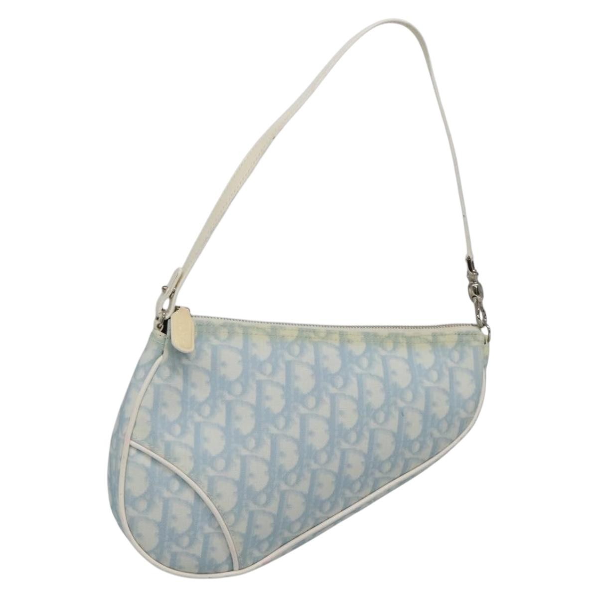 Christian Dior Vintage Saddle Bag Diorissimo Canvas, BLUE, CANVAS, Clutche & pouche