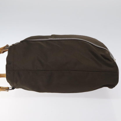 Gucci Vintage Bamboo Handle Tote Nylon, BROWN, NYLON, Tote bag
