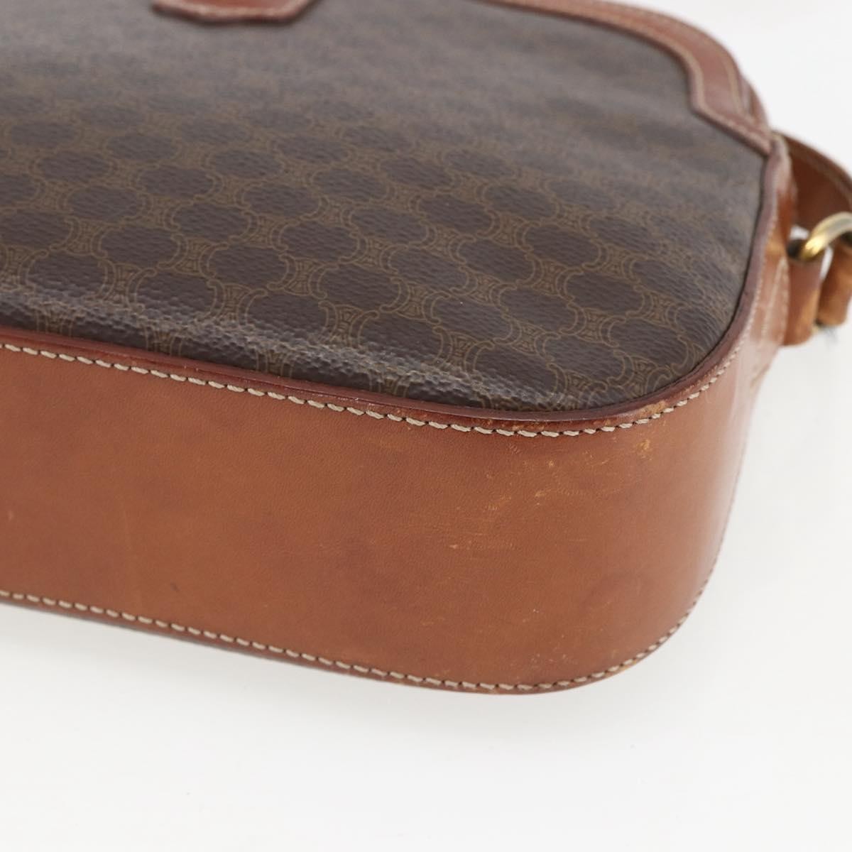 Celine Vintage Macadam Shoulder Bag Canvas and Leather, BROWN, CANVAS, Shoulder bag