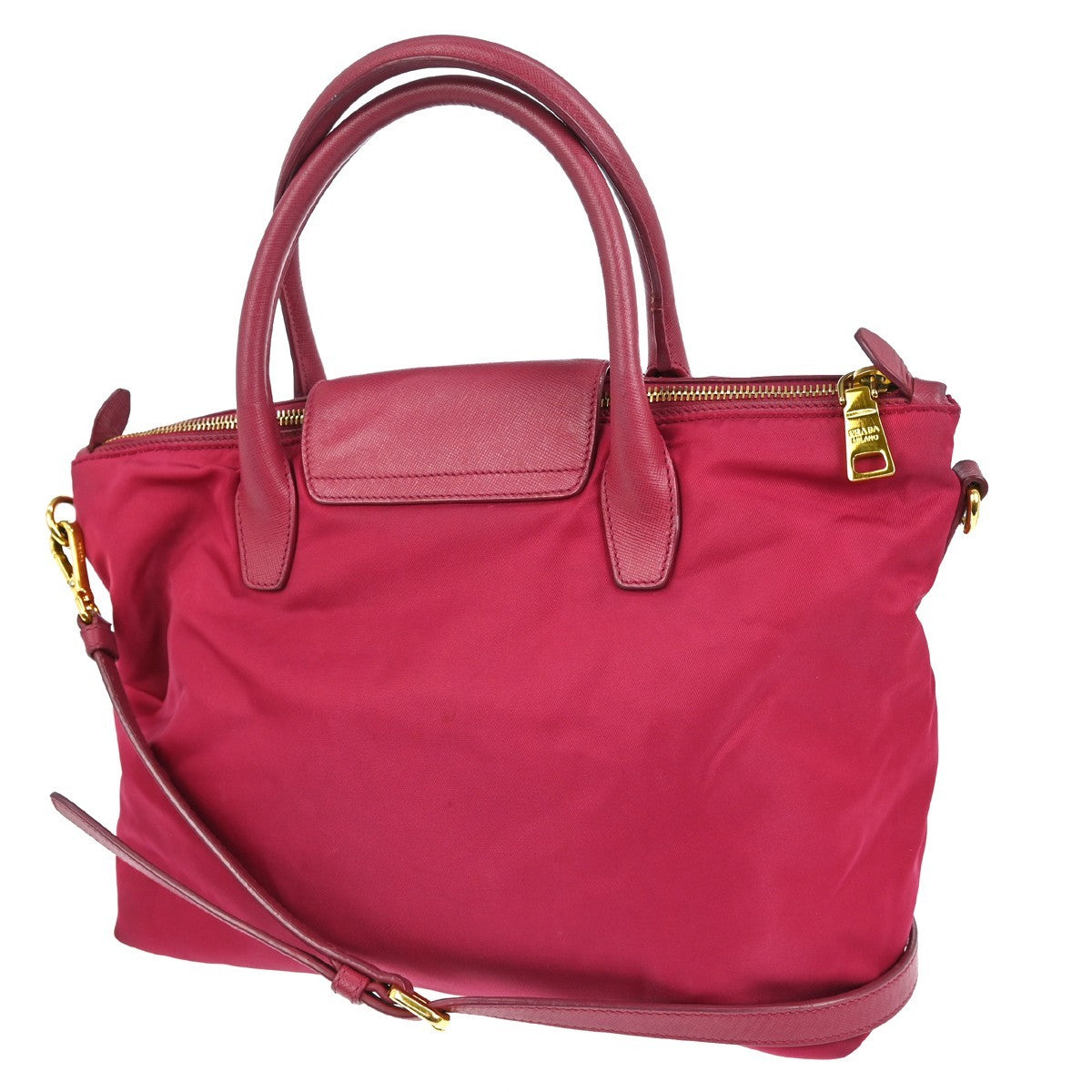 Prada Convertible Flap Tote Tessuto and Saffiano Leather, PINK, NYLON, Tote bag