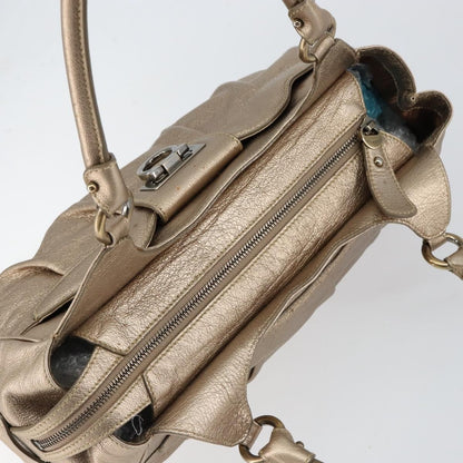 Salvatore Ferragamo Gancini Tote Leather, GOLD, LEATHER, Tote bag