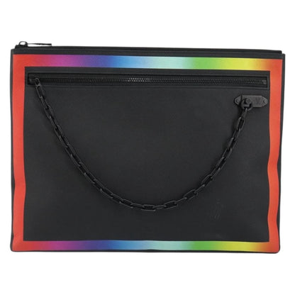 Louis Vuitton Pochette A4 Rainbow Taiga Leather, BLACK, LEATHER, Clutche & pouche