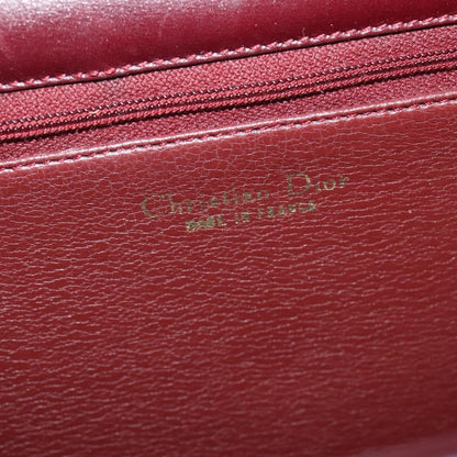 Christian Dior Flap Shoulder Bag Leather, BURGUNDY, LEATHER, Shoulder bag