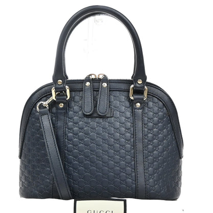 Gucci Convertible Dome Satchel Microguccissima Leather, NAVY, LEATHER, Handbag