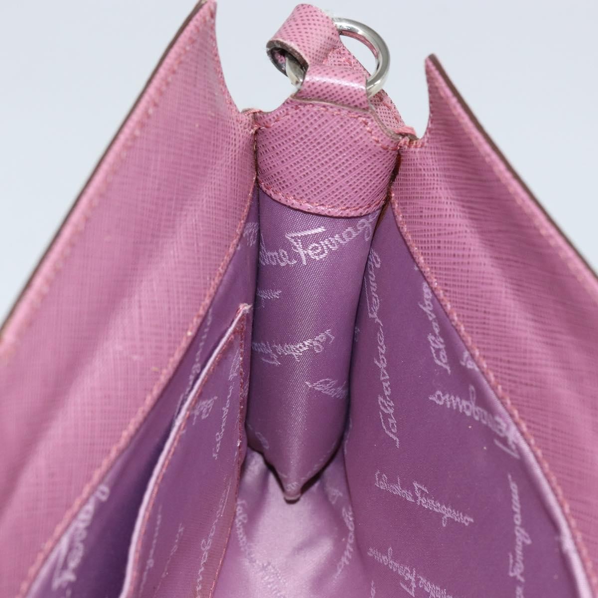 Salvatore Ferragamo Gancini Pouch Leather, PINK, LEATHER, Clutche & pouche