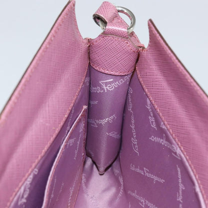 Salvatore Ferragamo Gancini Pouch Leather, PINK, LEATHER, Clutche & pouche