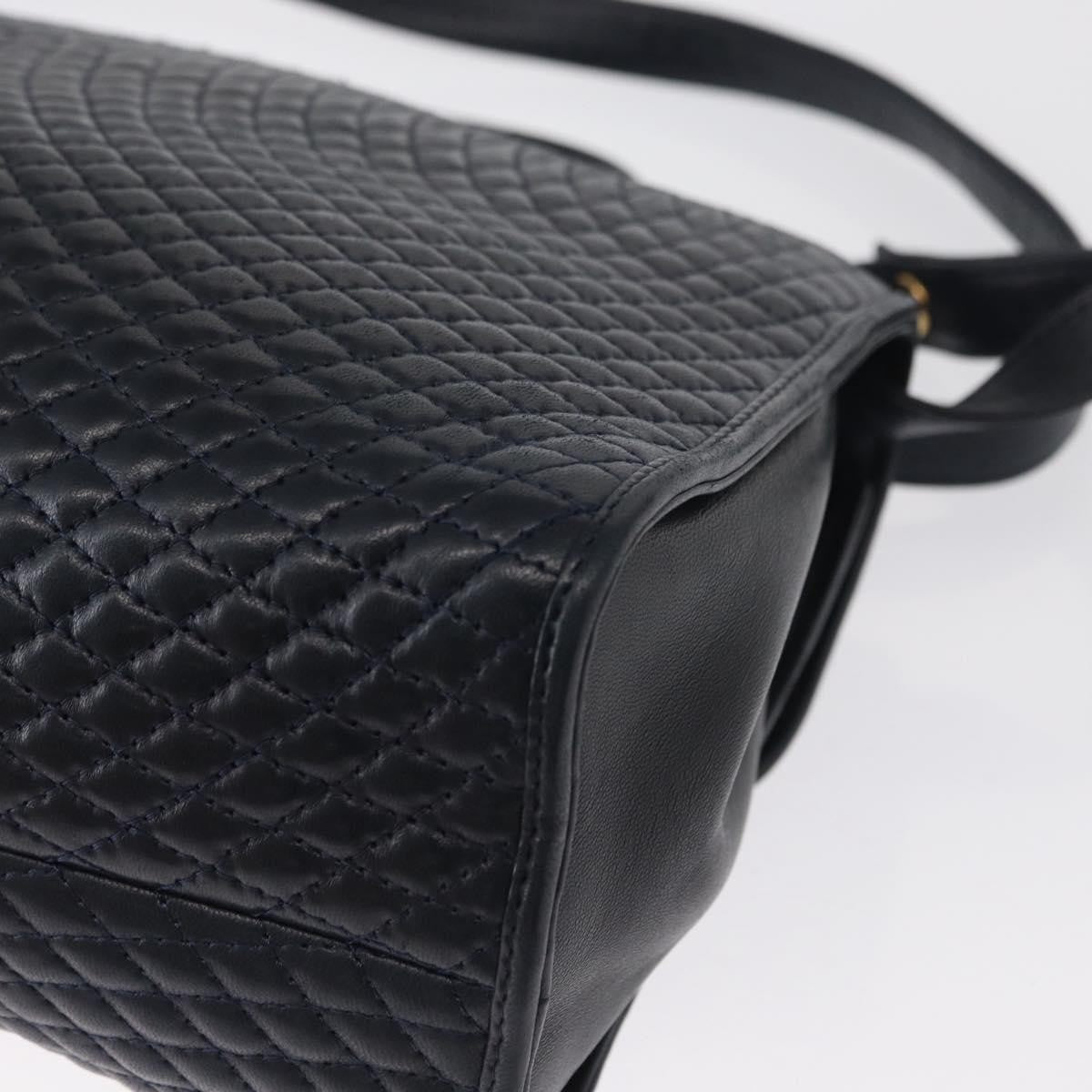 Bally Vintage Handbag Quilted Leather, NAVY, LEATHER, Handbag