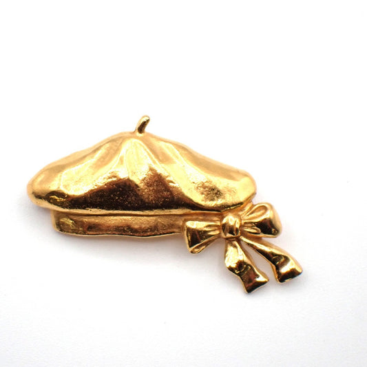 Chanel Beret Hat Brooch Gold Plated, GOLD, GOLD_PLATED, Brooch