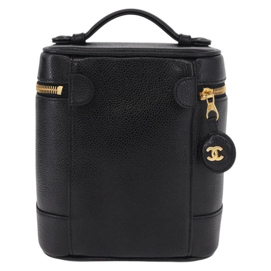Chanel Vintage Timeless Cosmetic Case Caviar, Black, Leather, Handbag