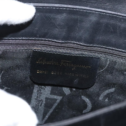 Salvatore Ferragamo Flap Handbag Leather, BLACK, LEATHER, Handbag