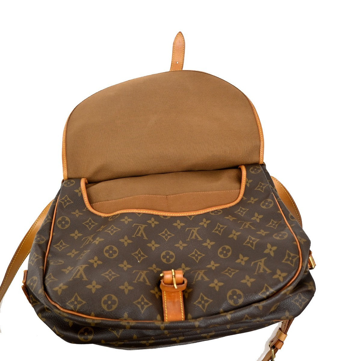 Louis Vuitton Saumur Handbag Monogram Canvas, Brown, Canvas, Shoulder Bag