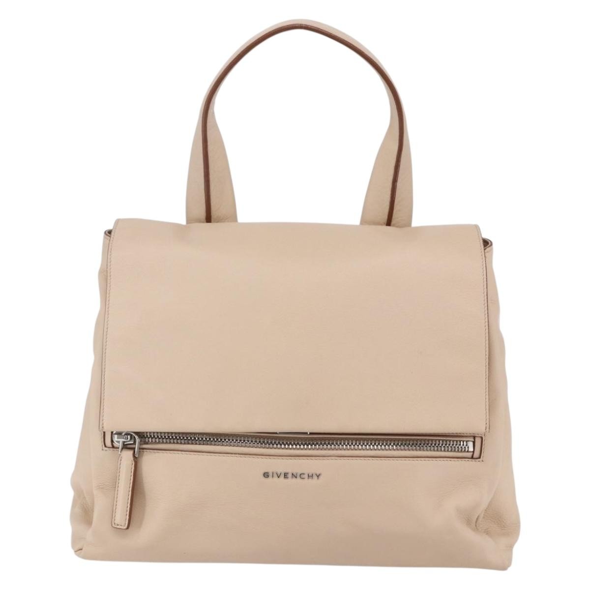 Givenchy Pandora Pure Satchel Leather, BEIGE, LEATHER, Handbag