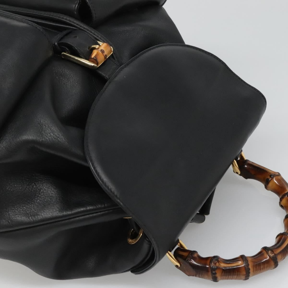 Gucci Vintage Bamboo Backpack Leather, BLACK, LEATHER, Backpack