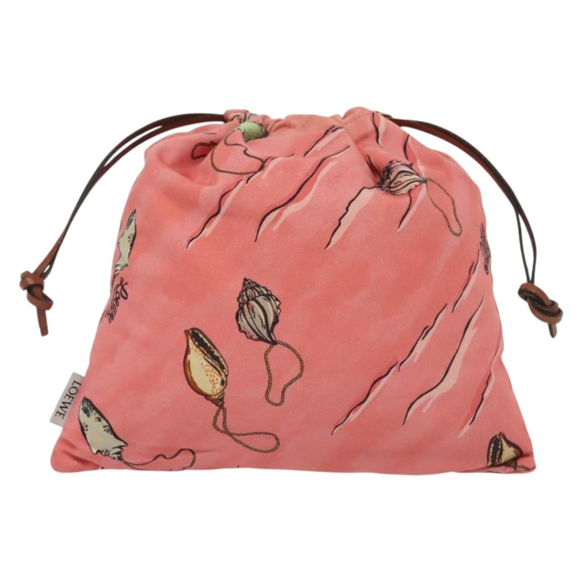 Loewe Drawstring Pouch Printed Canvas, PINK, CANVAS, Clutche & pouche
