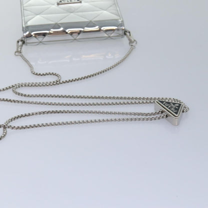 Prada Chain Wallet Embellished Leather, Silver, Leather, Wallet
