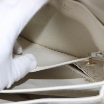 Christian Dior Vintage Honeycomb Flap Crossbody Bag Canvas and Leather, WHITE, CANVAS, Shoulder bag